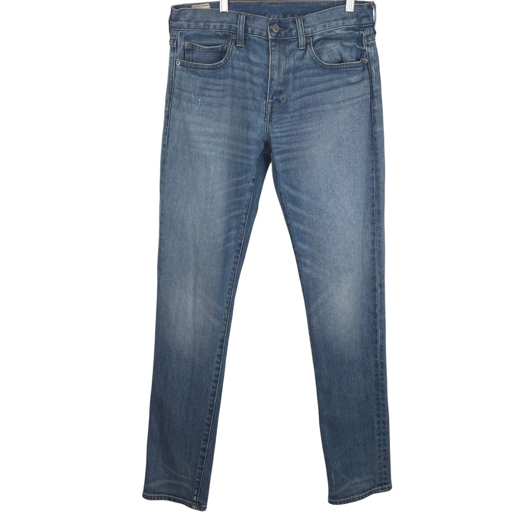 J.Crew 484 Mens Slim Narrow Leg Jeans Size 32x34 Light Wash Distressed Whiskered